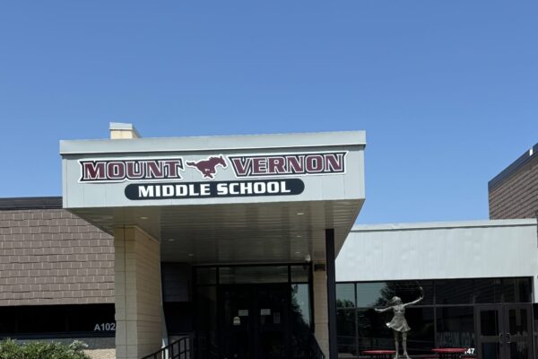 Front of MS with new sign