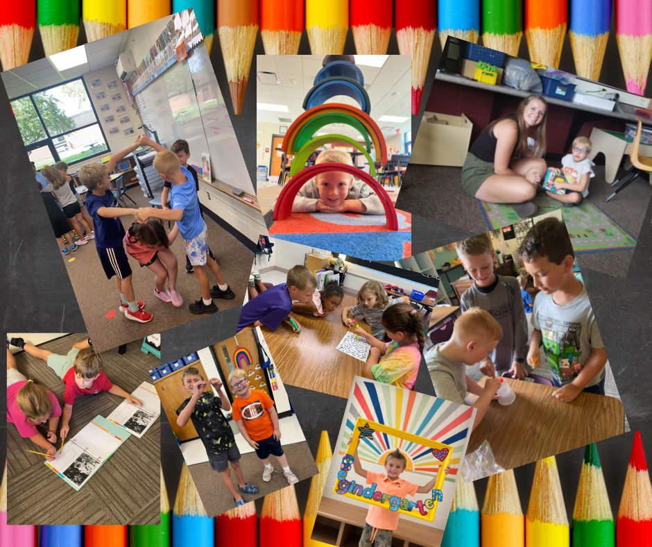 Collage of elementary students. 