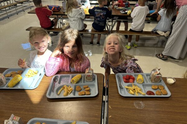 Students enjoying their lunch during lunch time.